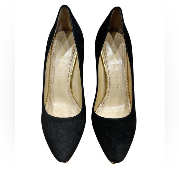 Black Suede Charlotte Olympia Dolly Platforms - Picture 2 of 5